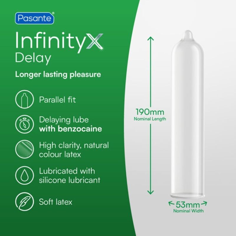 PASANTE DELAY INFINITY PRESERVATIVOS RETARDANTES CAJA 144 UNIDADES