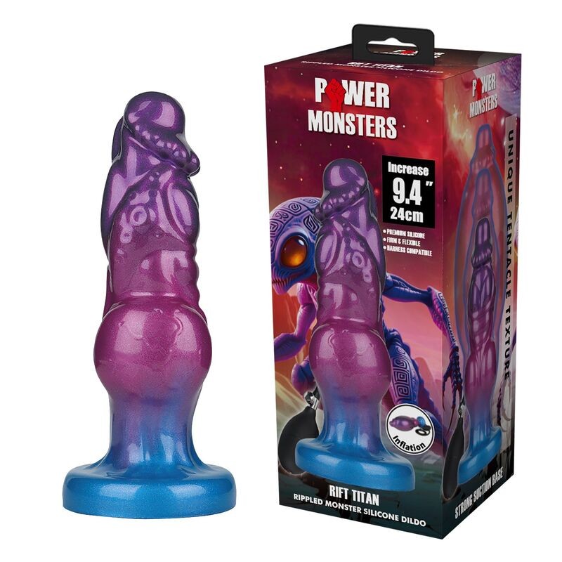 POWER MONSTERS RIFT TITAN DILDO HINCHABLE FANTASiA BICOLOR 24 CM Ø 5 CM