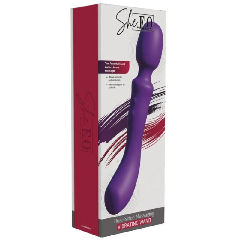 SHEEO WAND MASAJEADORA VIBRADORA DE DOBLE EXTREMO MORADA