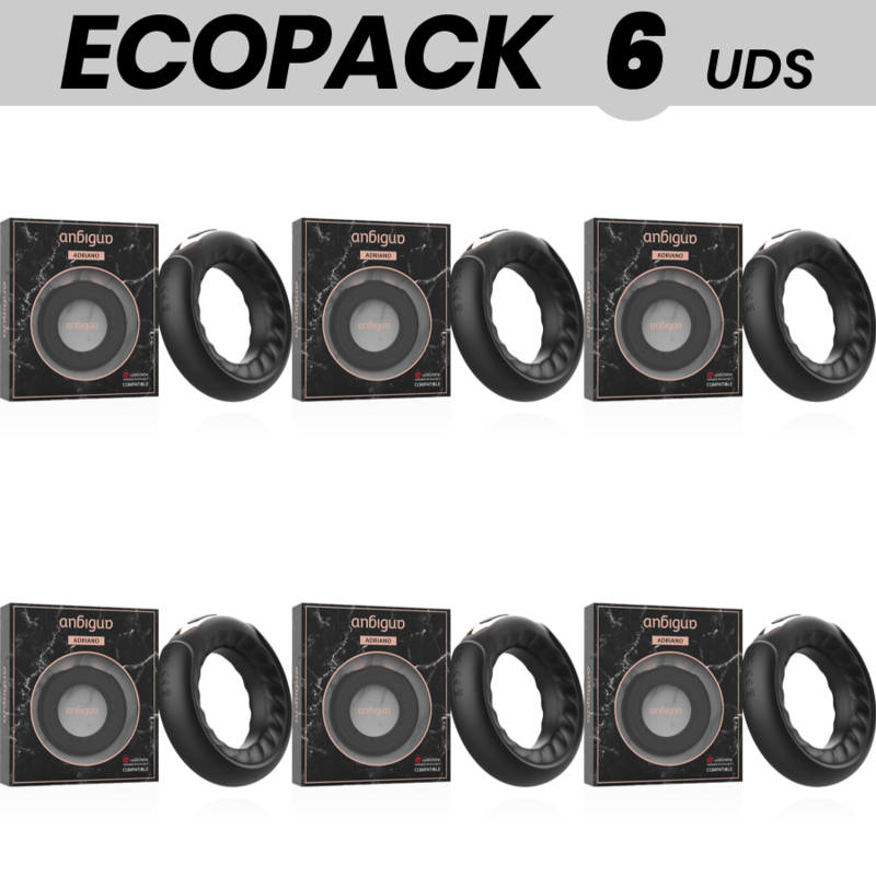 ECOPACK 6 UDS ANBIGUO ADRIANO ANILLO VIBRADOR COMPATIBLE CON WATCHME WIRELESS TECHNOLOGY