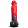 SILEXD DEVIL DILDO FANTASY SILICONA LIQUIDA TERMOREACTIVO ROJO NEGRO 203 CM