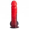 SILEXD DEVIL DILDO FANTASY SILICONA LIQUIDA TERMOREACTIVO ROJO NEGRO 203 CM
