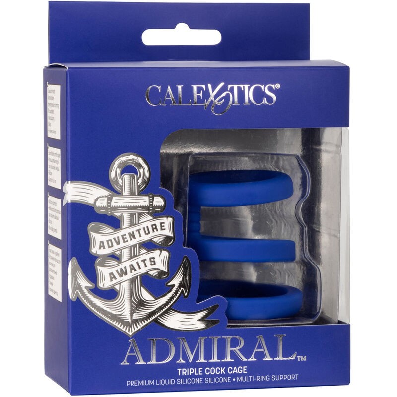 CALEXOTICS ADMIRAL JAULA TRIPLE PARA PENE AZUL