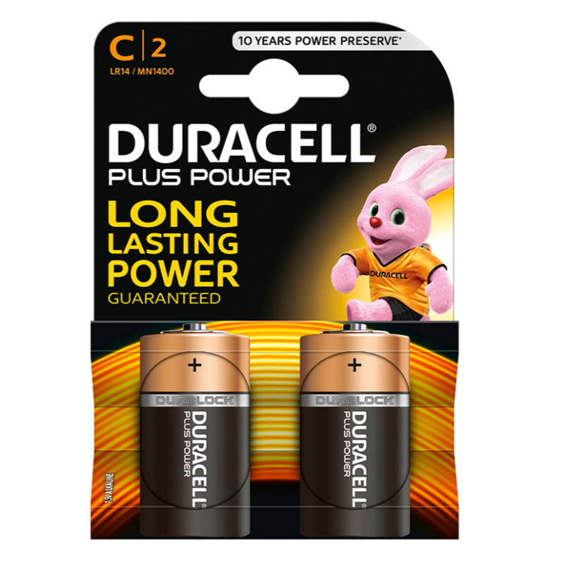 DURACELL PLUS POWER PILA ALCALINA C LR14 BLISTER 2 UNIDADES