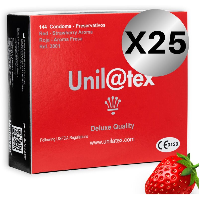 UNILATEX PRESERVATIVOS ROJOS FRESA 144 UDS X 25 UDS