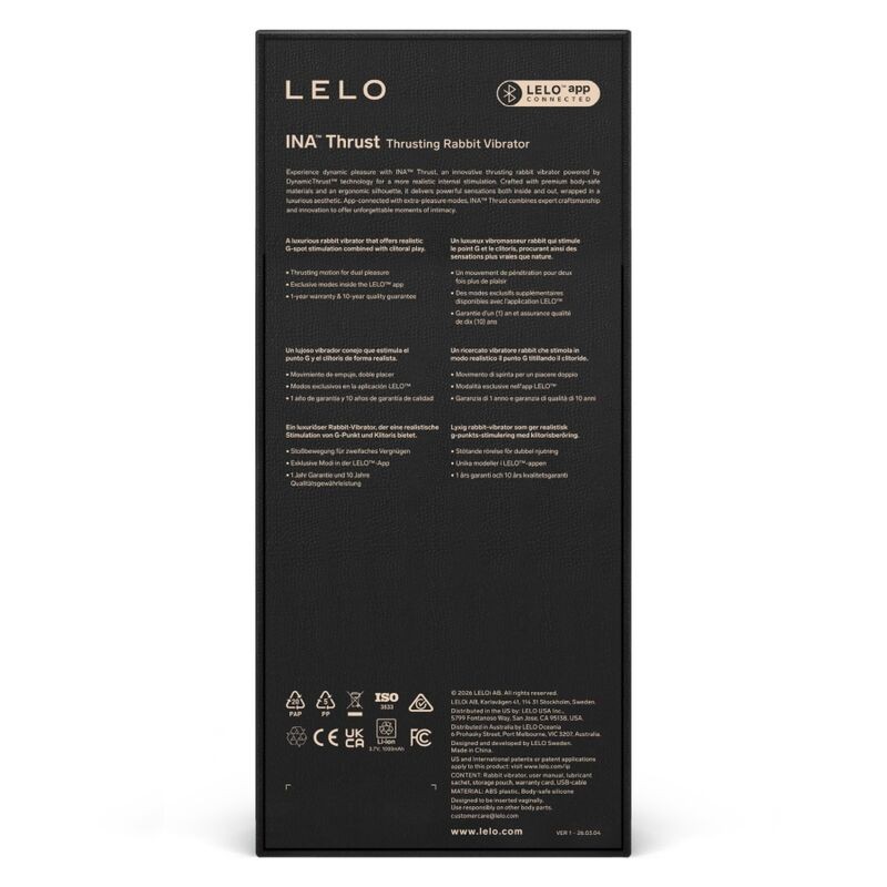 LELO INA THRUST VIBRADOR RABBIT CON EMPUJE NEGRO