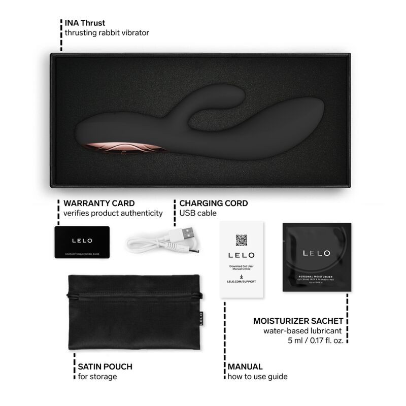 LELO INA THRUST VIBRADOR RABBIT CON EMPUJE NEGRO