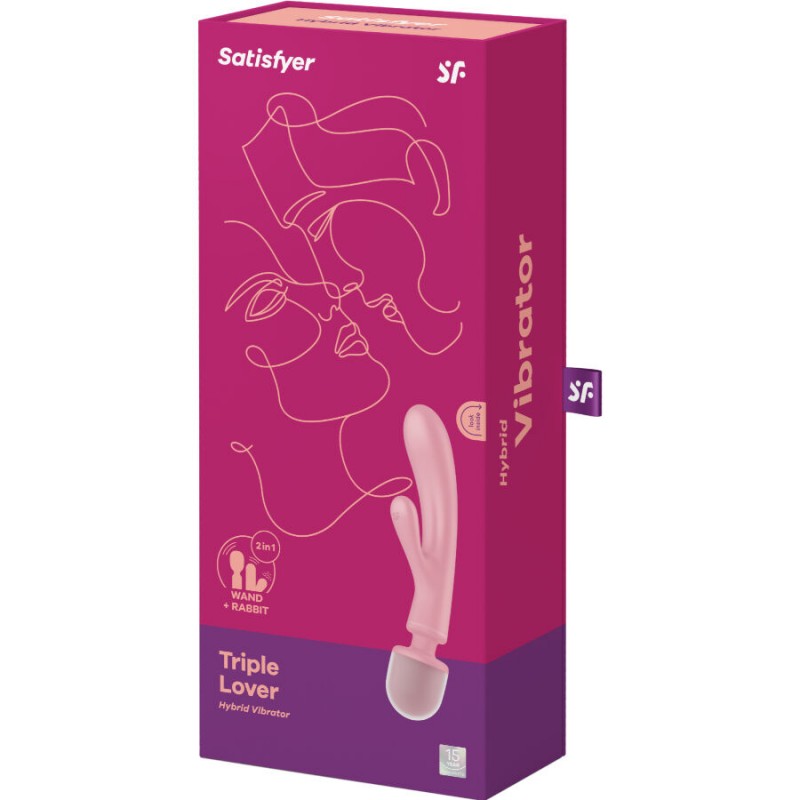 SATISFYER TRIPLE LOVER MASAJEADOR VIBRADOR RABBIT ROSA
