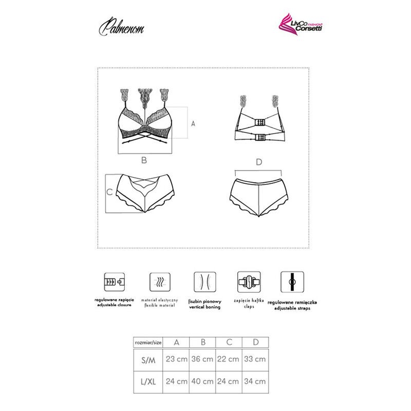 LIVCO CORSETTI FASHION PALMENOM LC 90614 SUJETADOR PANTY NEGRO S M