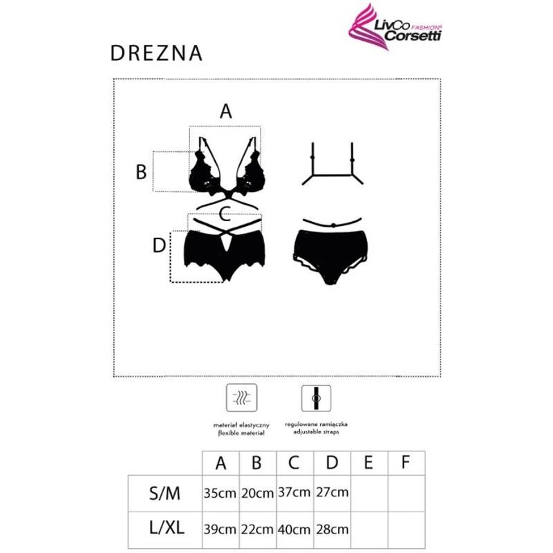 LIVCO CORSETTI FASHION DREZNA LC 90733 SUJETADOR PANTY NEGRO L XL