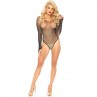 LEG AVENUE BODY MANGA LARGA CRISTALIZADA NEGRO