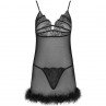 LIVCO CORSETTI FASHION ZERUNAM SET BABYDOLL TANGA NEGRO S M