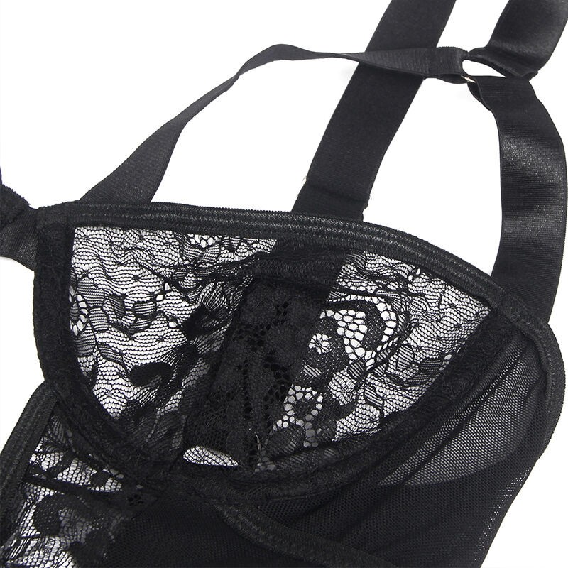 SUBBLIME TEDDY CON LIGA DETALLE ENCAJES Y TIRAS NEGRO L XL
