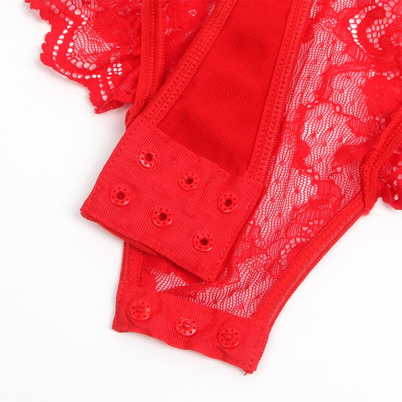 SUBBLIME TEDDY CON LIGA DETALLE ENCAJE Y TIRAS ROJO S M