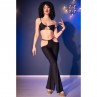 CHILIROSE CR 4851 SET TOP NEGRO Y LEGGINS CON COMPLEMENTOS DORADOS S
