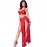 CHILIROSE CR 4850 SET TOP ROJO Y LEGGINS CON COMPLEMENTOS DORADOS S