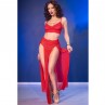 CHILIROSE CR 4850 SET TOP ROJO Y LEGGINS CON COMPLEMENTOS DORADOS S