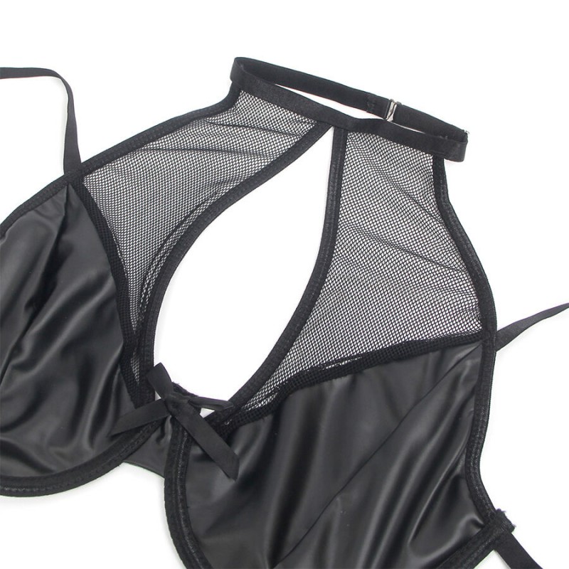 SUBBLIME 957582 CONJUNTO SUJETADOR Y FALDA DE CUERO NEGRO S M