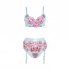 SUBBLIME 957643 CONJUNTO SUJETADOR Y LIGUERO CON BORDADOS DE FLORES ROSAS S M