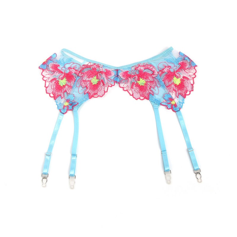 SUBBLIME 957643 CONJUNTO SUJETADOR Y LIGUERO CON BORDADOS DE FLORES ROSAS S M