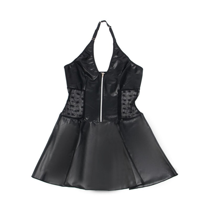 SUBBLIME 957704 VESTIDO DE CUERO CON CREMALLERA Y ENCAJE NEGRO S M