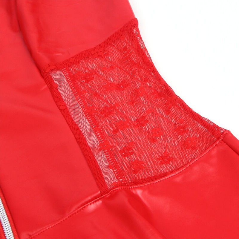SUBBLIME 957728 VESTIDO DE CUERO CON CREMALLERA Y ENCAJE ROJO S M