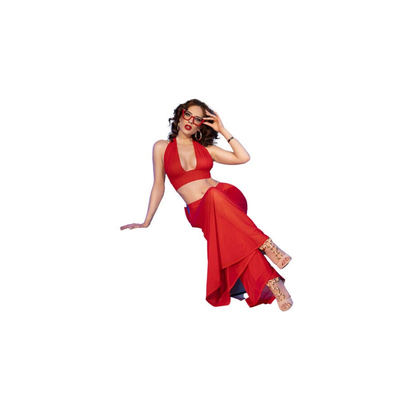 CHILIROSE CR 4857 SET TOP Y PANTALONES ROJO TALLA M