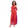CHILIROSE CR 4853 VESTIDO ROJO DE ENCAJE CON GUANTES S M