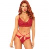 LEG AVENUE SET 2 PIEZAS CON TANGA DOBLE TIRANTA M L ROJO