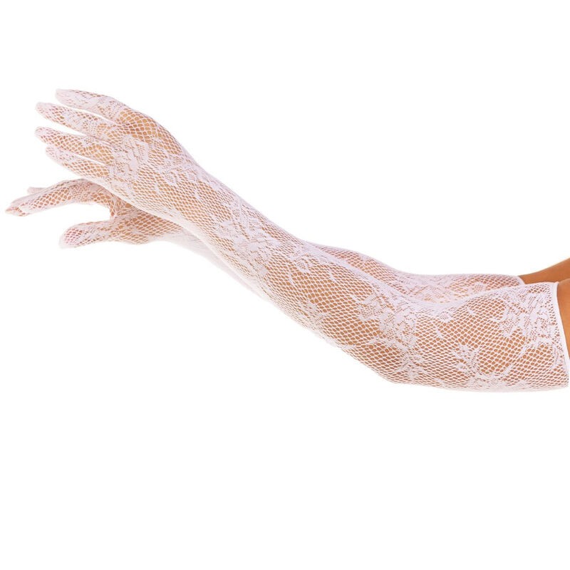 LEG AVENUE GUANTES RED FLORAL BLANCO