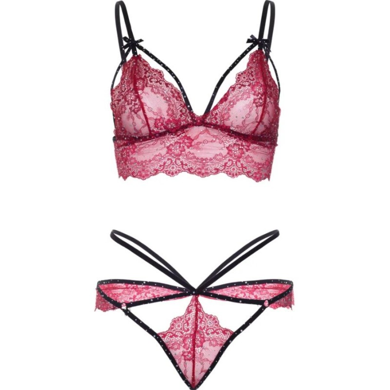 LEG AVENUE 81623 SET SUJETADOR TANGA BURDEOS TALLA S
