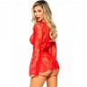 LEG AVENUE 86123 SET BODY BATA DE LIGUERO ROJO TALLA M