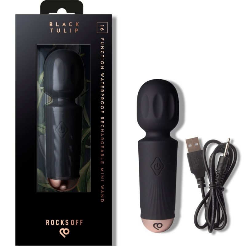 ROCKS OFF MINI WAND RECARGABLE 16 FUNCIONES NEGRO