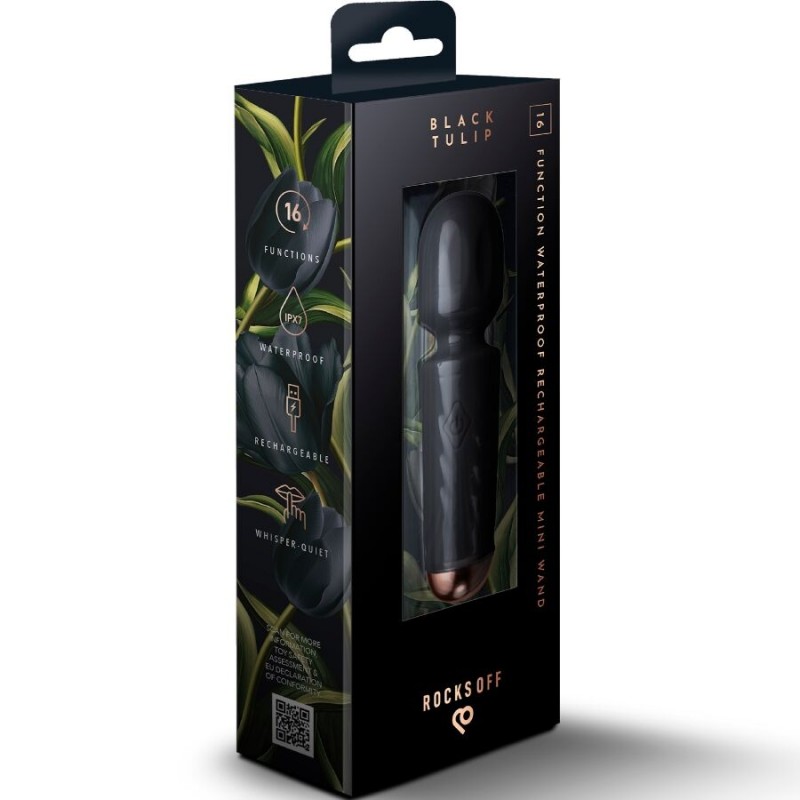 ROCKS OFF MINI WAND RECARGABLE 16 FUNCIONES NEGRO