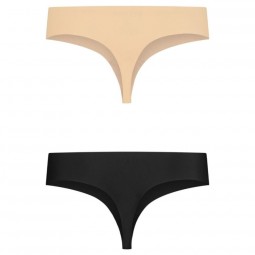 BYE BRA PACK 2 TANGAS INVISIBLES BEIGE Y NEGRO TALLA M