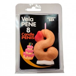 DIABLO PICANTE VELA PENE EN FORMA DE NuMERO 8 COLOR CARNE
