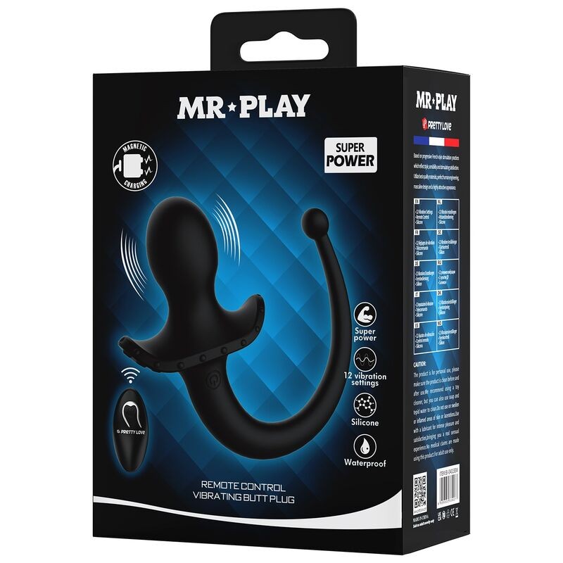 MR PLAY VIBRADOR ANAL Y PERINEAL CON CONTROL REMOTO INALaMBRICO NEGRO