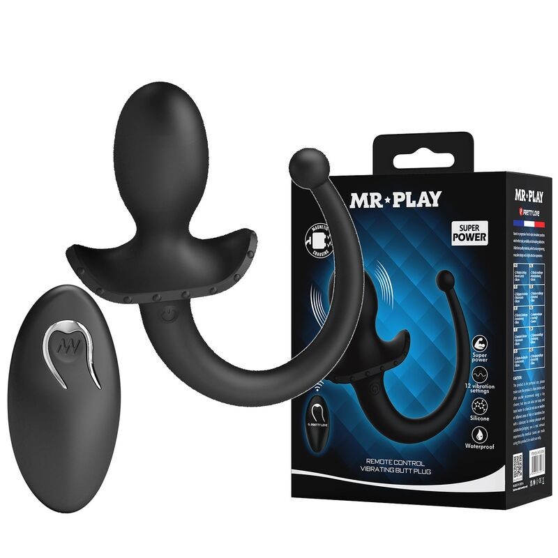 MR PLAY VIBRADOR ANAL Y PERINEAL CON CONTROL REMOTO INALaMBRICO NEGRO