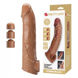 PRETTY LOVE FUNDA EXTENSORA PARA PENE AJUSTABLE 26 CM Ø 4 CM COLOR NATURAL