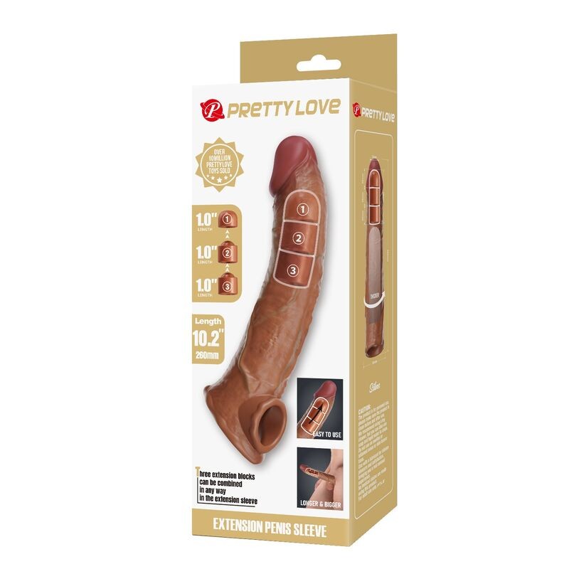 PRETTY LOVE FUNDA EXTENSORA PARA PENE AJUSTABLE 26 CM Ø 4 CM COLOR NATURAL