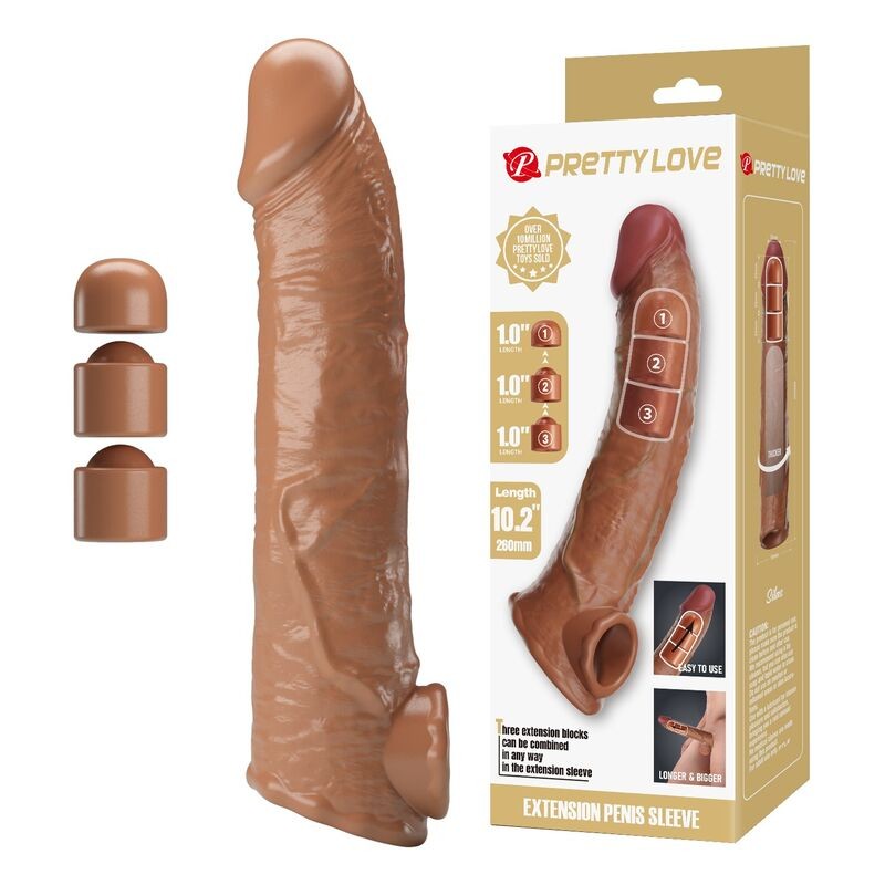 PRETTY LOVE FUNDA EXTENSORA PARA PENE AJUSTABLE 26 CM Ø 4 CM COLOR MARRoN