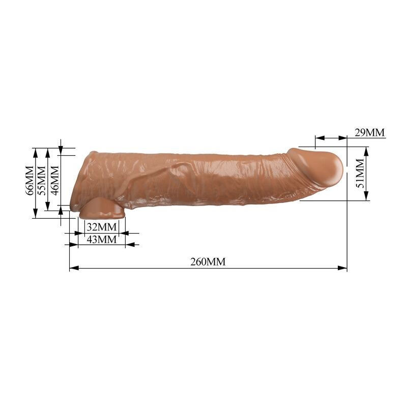 PRETTY LOVE FUNDA EXTENSORA PARA PENE AJUSTABLE 26 CM Ø 4 CM COLOR MARRoN