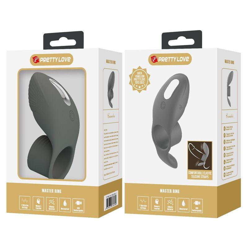 PRETTY LOVE ANILLO VIBRADOR RECARGABLE CON DOBLE ESTIMULACIoN