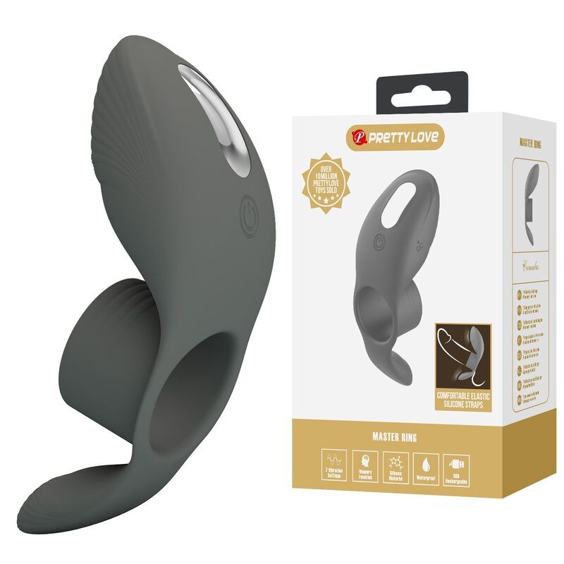 PRETTY LOVE ANILLO VIBRADOR RECARGABLE CON DOBLE ESTIMULACIoN