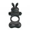 PRETTY LOVE ANILLO VIBRADOR PARA PENE CON ESTIMULADOR DE CONEJITO 10 FUNCIONES NEGRO