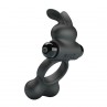 PRETTY LOVE ANILLO VIBRADOR PARA PENE CON ESTIMULADOR DE CONEJITO 10 FUNCIONES NEGRO
