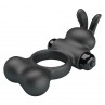 PRETTY LOVE ANILLO VIBRADOR PARA PENE CON ESTIMULADOR DE CONEJITO 10 FUNCIONES NEGRO