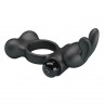 PRETTY LOVE ANILLO VIBRADOR PARA PENE CON ESTIMULADOR DE CONEJITO 10 FUNCIONES NEGRO
