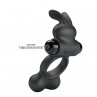 PRETTY LOVE ANILLO VIBRADOR PARA PENE CON ESTIMULADOR DE CONEJITO 10 FUNCIONES NEGRO