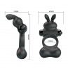 PRETTY LOVE ANILLO VIBRADOR PARA PENE CON ESTIMULADOR DE CONEJITO 10 FUNCIONES NEGRO